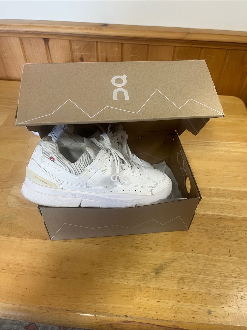 On Running Women’s White Leather Lace-Up Sneakers - Picture 6 of 6